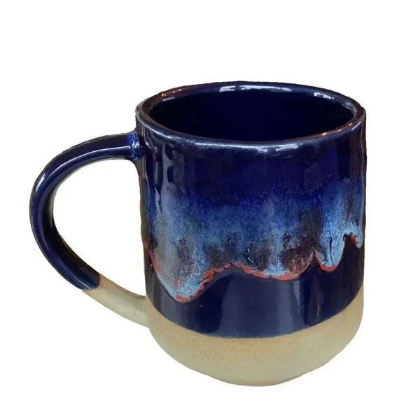 Vintage Studio Art Pottery Drip Glaze Mug Beautiful Handmade Blue - Picture 1 of 6